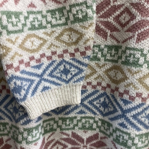 Vintage Alfred Dunner AOP Pastel Snowflakes Sweater Grandma Winter Size Medium - Picture 4 of 6